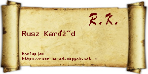 Rusz Karád névjegykártya